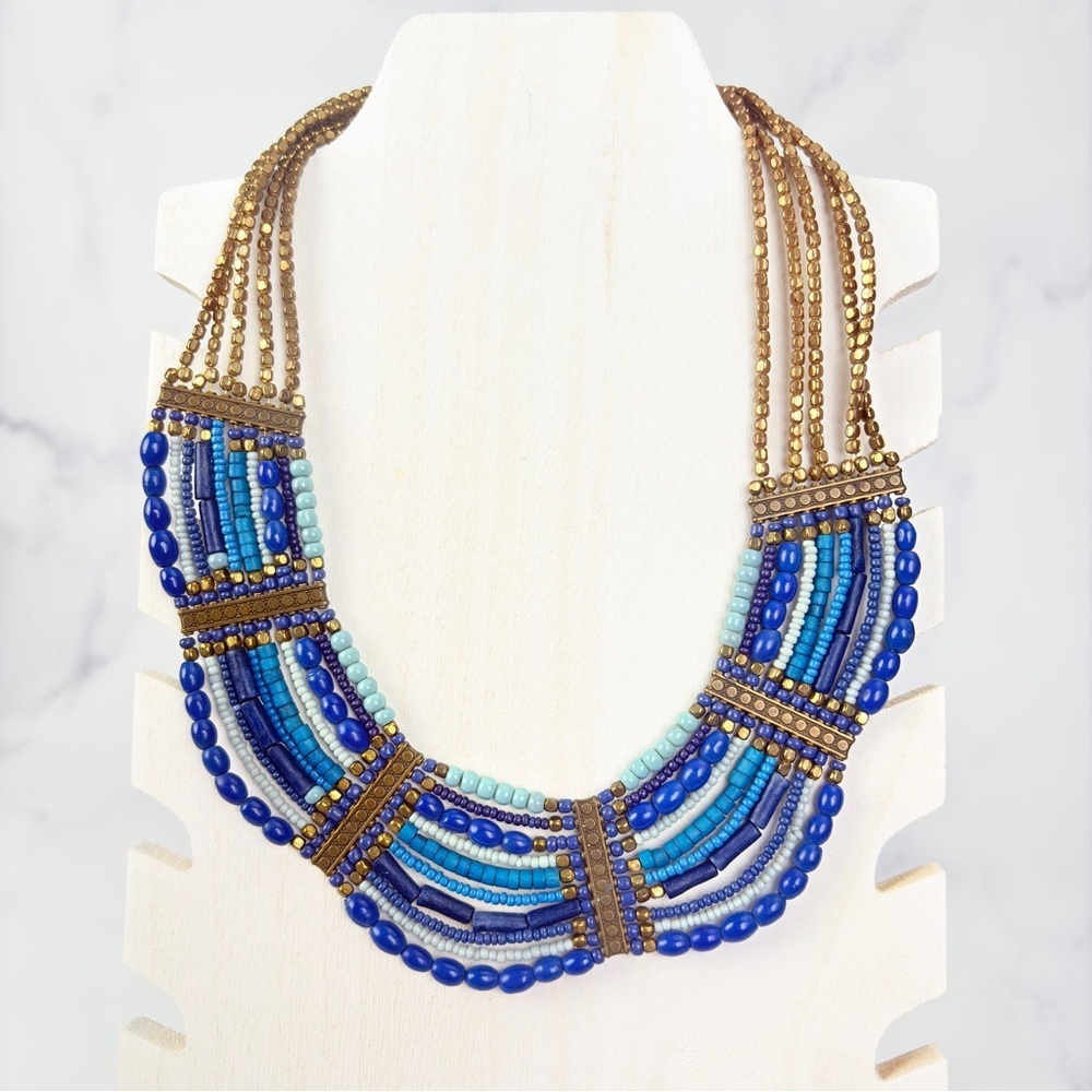Nakamol Blue and Gold Multistrand Necklace